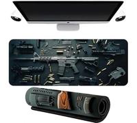 Cool Military Weapon Build Weapon Parts Display Large Gaming Mouse Pad,Stylish Desk Protector with Non-slip Rubber,Computer Office Supplies Accessories for Table Decor