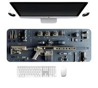 Cool Military Weapon Build Weapon Parts Display Large Gaming Mouse Pad, Stylish Desk Protector with Non-Slip Rubber, for Keyboard and Mousepad, Keyboard Mat (Style3,11.8×31.5inches)