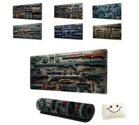 Cool Military Weapon Build Weapon Parts Display Large Gaming Mouse Pad,Stylish Desk Protector With Non-Slip Rubber,Computer Office Supplies Accessories For Table Decor (4,3MM*400 * 900)