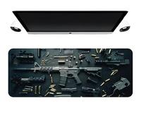 Cool Military Weapon Build Weapon Parts Display Large Gaming Mouse Pad, Weapon Gaming Mouse pad, Stylish Desk Protector, Multi-Size for Laptop & Desktop Use (#4,15.7 × 35.4 inches)