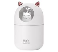 Cool Mist Humidifier, Cat-Shaped 300ml Aroma Diffuser, Quiet Ultrasonic Humidifier With Led Night Light, Compact Air Moisturizer, Compact And Portable, Made Of Abs Material, 5.43 * 3.38 * 3.38in