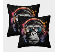 Cool Monkey DJ-Street Art Style Design Federe Cuscini Per Divano Decorative Fodere Per Cuscini Set 2 Pezzi Moderna Sedia Camera Da Letto 50x50cm