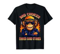 Cool Monkey Le Cattive scelte Fanno Buone storie Design dell'umorismo Maglietta