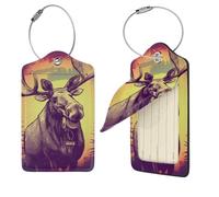 Cool Moose Etichette per bagagli per valigie, etichette da viaggio in pelle PU con retro completo per la privacy, etichette per nome, etichette personalizzate per borse, etichette per valigie con
