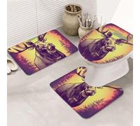 Cool Moose - Set di 3 tappetini da bagno a forma di U, tappetini da bagno in microfibra antiscivolo + copriwater, morbidi e assorbenti, decorazione per la casa