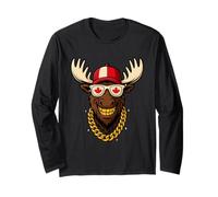 Cool Moose Vibes - Funny Canada Day Maple Leaf Flag Tee Maglia a Manica