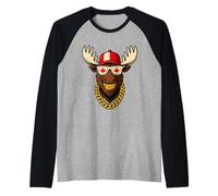 Cool Moose Vibes - Funny Canada Day Maple Leaf Flag Tee Maglia con Maniche Raglan