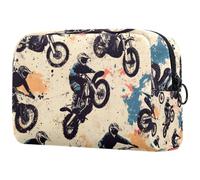 Cool Motorcross Boys Cosmetic Bag per donne, beauty case da viaggio grande borsa per il trucco pratica borsa organizer con cerniera, Multi, 18.5x7.5x13cm/7.3x3x5.1in, Beauty case