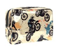 Cool Motorcross Boys Cosmetic Bag per donne, beauty case da viaggio grande in PVC pratico organizer con cerniera, Multi, 18.5x7.5x13cm/7.3x3x5.1in, Beauty case