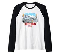 Cool Mount Rushmore National Memorial USA Presedents Cartoon Maglia con Maniche Raglan