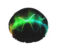 Cool Music Sound Wave Cuffia da doccia per le donne riutilizzabile a doppio strato cuffia da bagno tappi per capelli fascia elastica impermeabile da donna spa salone doccia cappelli per capelli