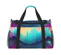 Cool Music Sound Wave Print Ample Space Travel Duffle Bag elegante con cerniera impermeabile per aeroplano palestra