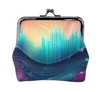 Cool Music Sound Wave Print Elegante unico portamonete carino mini portafoglio con blocco bacio impermeabile per monete