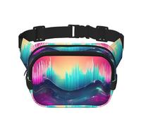 Cool Music Sound Wave Square Doppio Strato Marsupio Mini Regolabile Cintura Borsa Esercizio Corsa Viaggi Escursioni, nero, Taglia unica