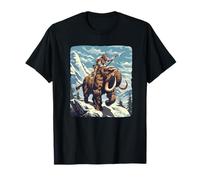 Cool Neanderthal cavalcando una grafica di mammut per gli amanti della storia Maglietta