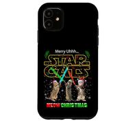 Cool New Year Christmas Cats Meow Fighting Illustration Fun Custodia per iPhone 11