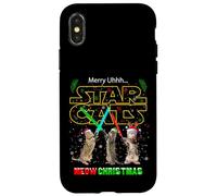 Cool New Year Christmas Cats Meow Fighting Illustration Fun Custodia per iPhone X/XS