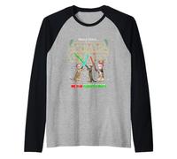 Cool New Year Christmas Cats Meow Fighting Illustration Fun Maglia con Maniche Raglan