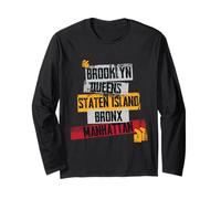 Cool New York City 5 Boroughs, New York City Illustration Maglia a Manica