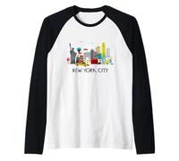 Cool New York City Sketch Drawing Art Illustration Graphic Maglia con Maniche Raglan