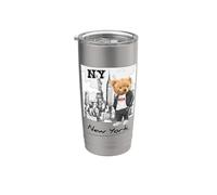 Cool New York City Teddy Bear Illustration Graphic Designs Bicchiere termico in acciaio inox doppia parete