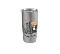 Cool New York City Teddy Bear Illustration Graphic Designs Bicchiere termico in acciaio inox doppia parete