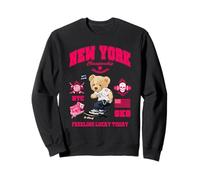 Cool New York City Teddy Bear Skating Illustration Graphic Felpa