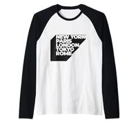 Cool New York Paris London Tokyo Rome Illustration Graphic Maglia con Maniche Raglan