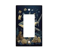 Cool Ocean Shark - Piastra di copertura decorativa per interruttore, 1 banda, a bilanciere singolo, coralli subacquei, pesci, decorazione per camera da letto, bagno, estetica marina, dimensioni