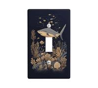 Cool Ocean Shark - Placca da parete per interruttore singolo, 1 interruttore singolo, coralli subacquei, piastra elettrica per camera da letto, bagno, estetica marina, dimensioni standard