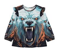 Cool Orso Polare di Arte Animale Camicie Eleganti A Maniche Lunghe,Camicette Top Casual per Bambine da 1 a 5 Anni