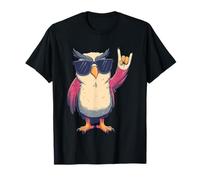 Cool Owl Rock Mano Segno Occhiali da Sole Animale Grafico e Rotolo Maglietta