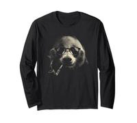 Cool Panda Divertente Animale Hipster Fumatore Pipe Design Maglia a Manica