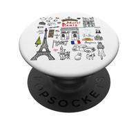 Cool Paris France Illustration Sketch Drawing Fashion Stuffs PopSockets PopGrip Adesivo