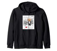 Cool Paris Teddy Bear Sketch Drawing Skyline Illustration Felpa con Cappuccio