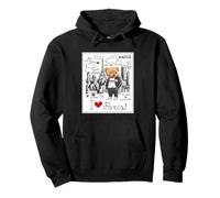 Cool Paris Teddy Bear Sketch Drawing Skyline Illustration Felpa con Cappuccio