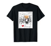 Cool Paris Teddy Bear Sketch Drawing Skyline Illustration Maglietta