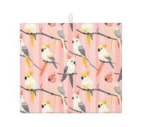Cool Parrot Yellow Pink Print - Tappetino scolapiatti in microfibra per bancone della cucina, lavabile in lavatrice, super assorbente, 40,6 x 45,7 cm