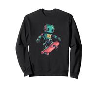 Cool Pattinaggio Robot con Skateboard per Ragazzi e Ragazze Felpa