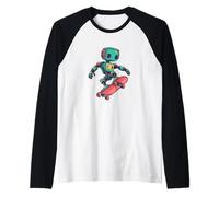 Cool Pattinaggio Robot con Skateboard per Ragazzi e Ragazze Maglia con Maniche Raglan
