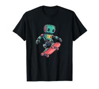 Cool Pattinaggio Robot con Skateboard per Ragazzi e Ragazze Maglietta