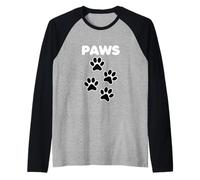 Cool Paws Graphic Design Tees - Cat Dogs Paws Short Sleeve Maglia con Maniche Raglan