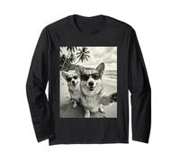 Cool Pembroke Welsh Corgi Selfie Beach Occhiali da Sole Cani Maglia a Manica