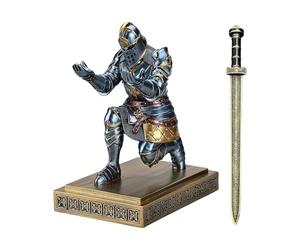 Cool Pen Holder | Kneeling Pose Stand | Knight Statue | for Paper Pencils neeling wand-ready pose and muscular legTable Painting Brush Workplace Classroom School Craft Artist Teacher Stationary