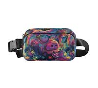 Cool Pigs Peach Purple Star - Borsa a tracolla per donne e uomini, mini borsa sportiva a tracolla con tracolla regolabile per viaggi, corsa, escursionismo, maiali freddi pesca viola stella, taglia
