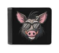 Cool Pigs Wild Cinghiale con Occhiali Maiali Portafoglio da Uomo Bifold Slim Cash Card Holder Borsa in Pelle, Stile:, Taglia unica