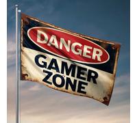Cool poster bandiere Attenzione: Enter The Gamer Zone! Bandiera Bar per uomo Caverna Cool Decor per camera dei ragazzi (30 x 45 cm)