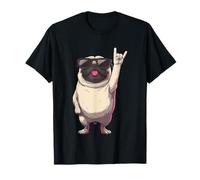 Cool Pug Rock On Funny Dog Lover Animal Graphic Occhiali da Sole Maglietta