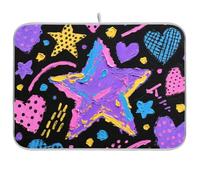 Cool Purple a forma di cuore stelle termoresistenti stuoia scolapiatti stuoia scolapiatti tappetino in microfibra XL 18 x 24