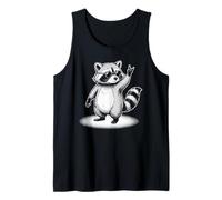 Cool Raccoon Rock Mano Pose Occhiali da Sole Retro Wildlife Art Canotta